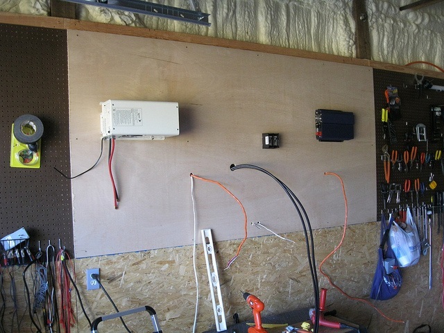 panel, electric, cables, basement, garage, plywood, insulation, wood