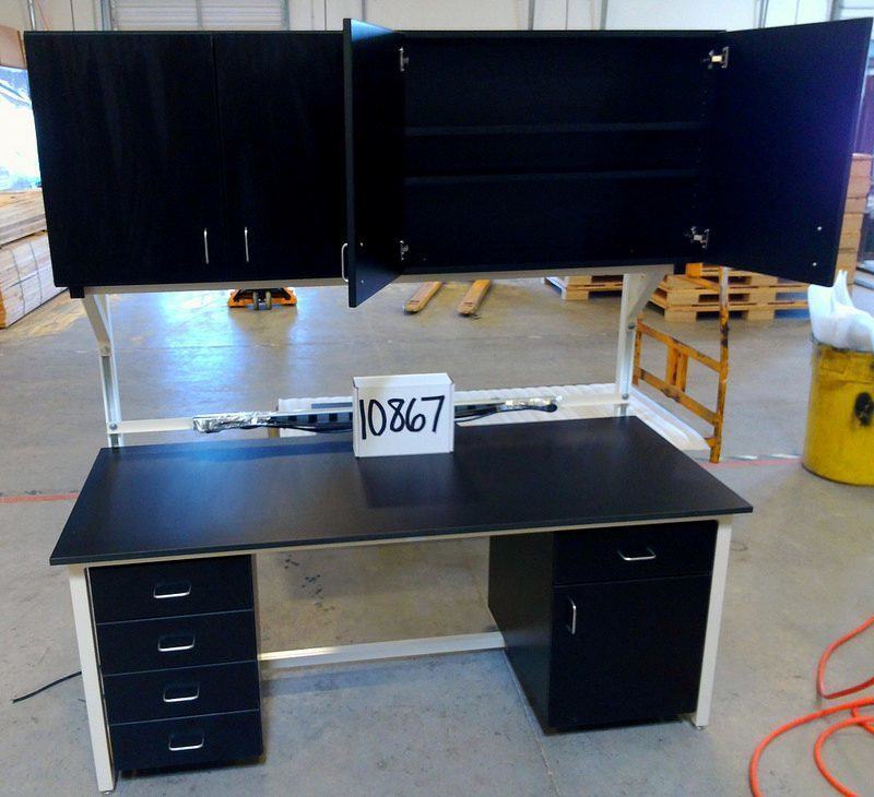 phenolic, desk, worktable, table, laminated, plywood, 10867, black, wooden, drawer