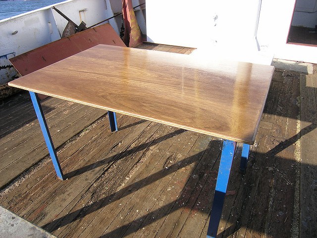 finished, table, wood, boat