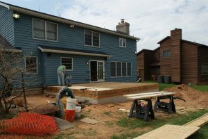 installing, plywood, subfloor, workers, house