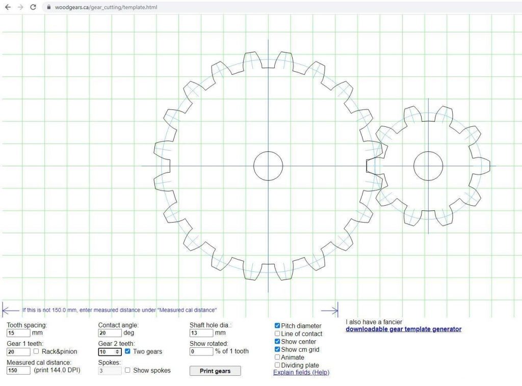 online gear template generator