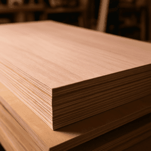 Okoume Plywood Sheets in Workshop