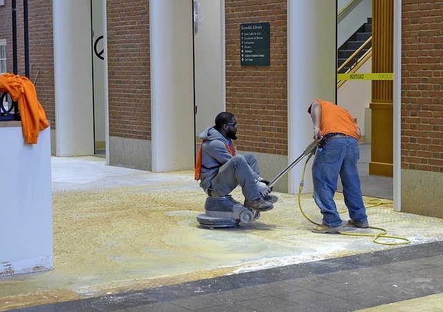 men, carpet, glue, removal, machine, workers, floor, sanding