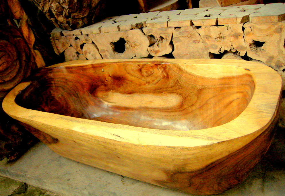 wood bathtub, wooden