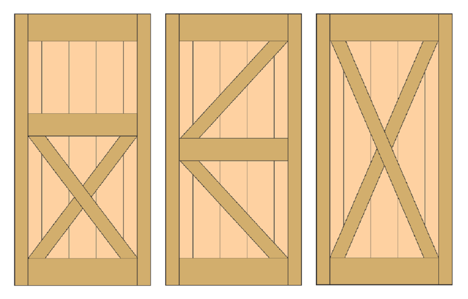 different styles of barn doors, crossbars