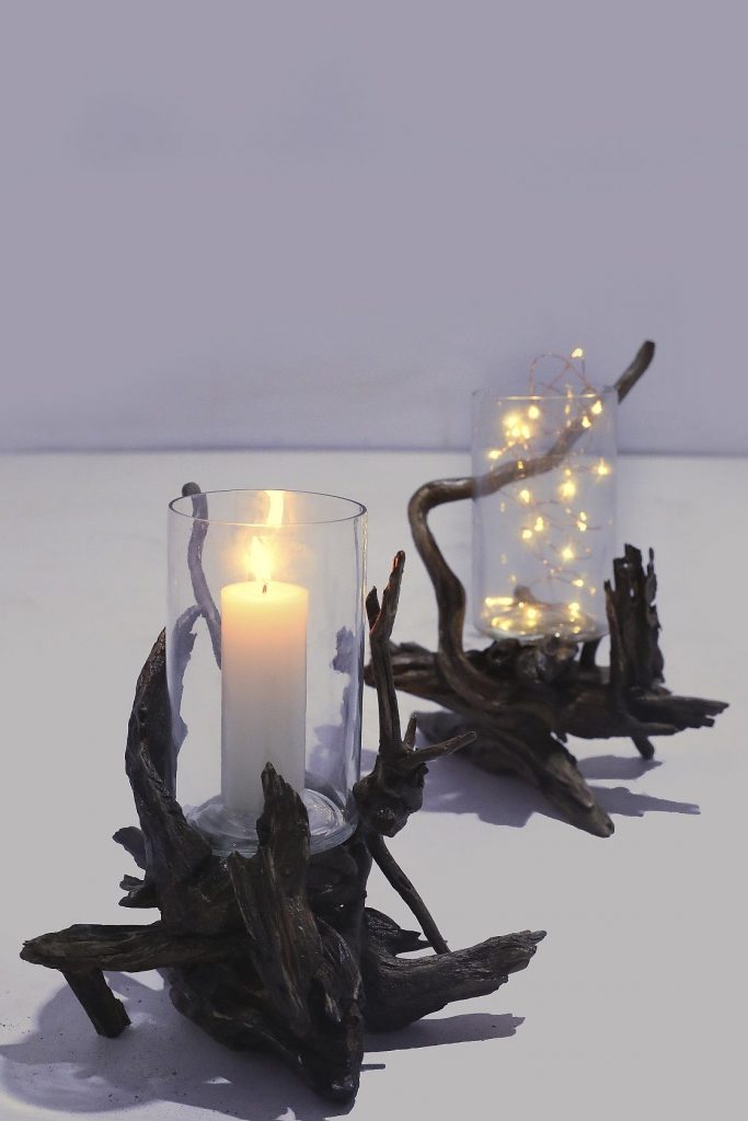 driftwood, candlestand