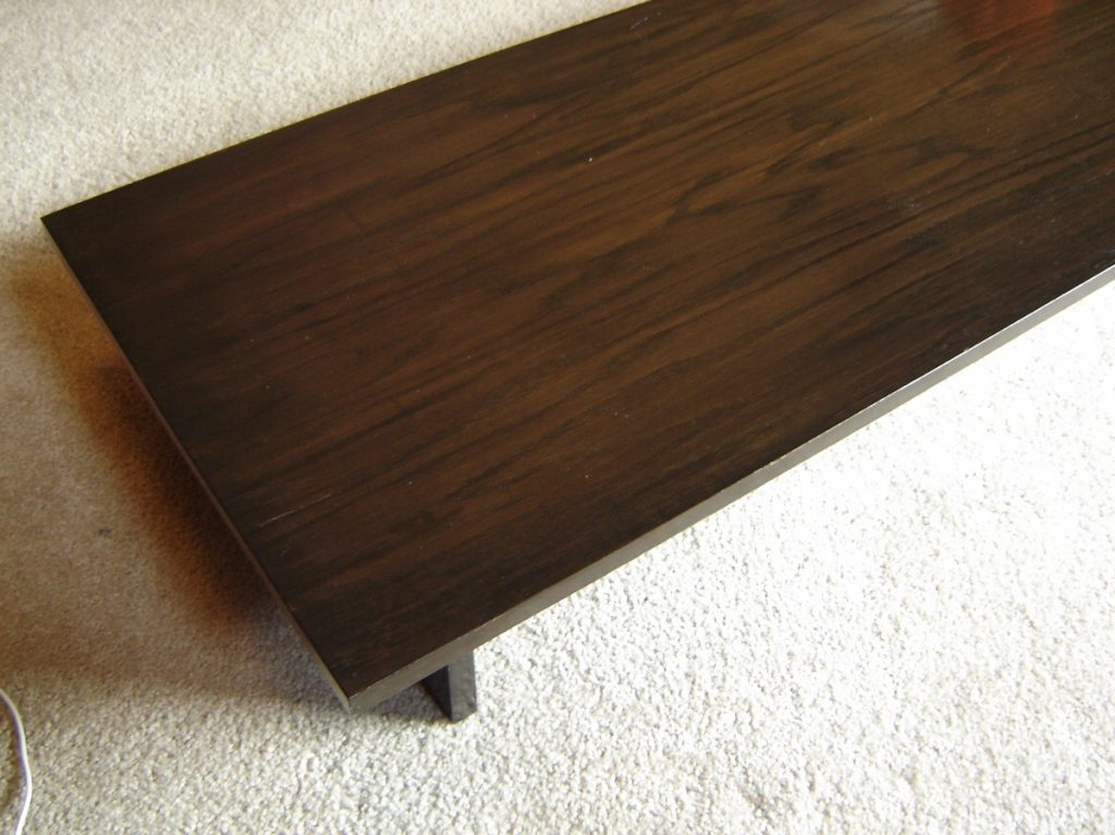 stained wood, console base, polyurethane