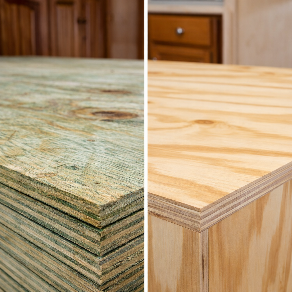 comparison of rough pressure treated plywood vs smooth indoor plywood