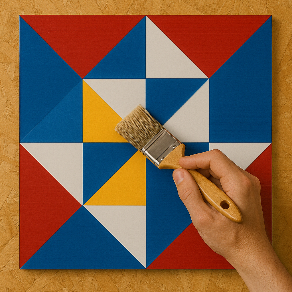 Applying polyurethane topcoat on a finished barn quilt