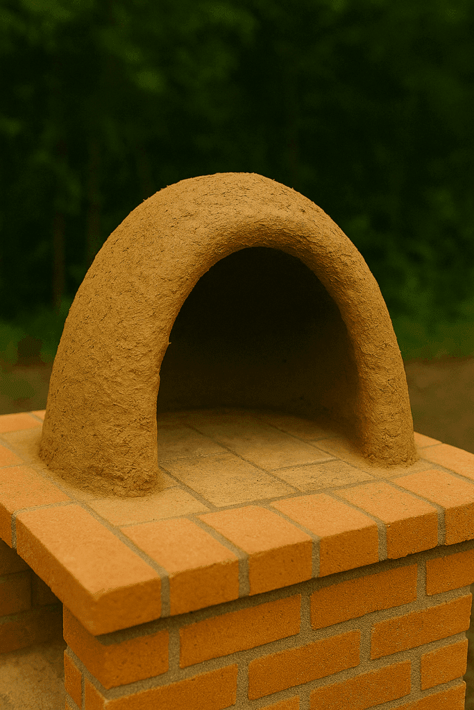 Empty cob oven interior after sand has been removed.