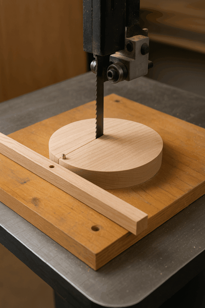 Cutting a perfect wood circle on a bandsaw jig