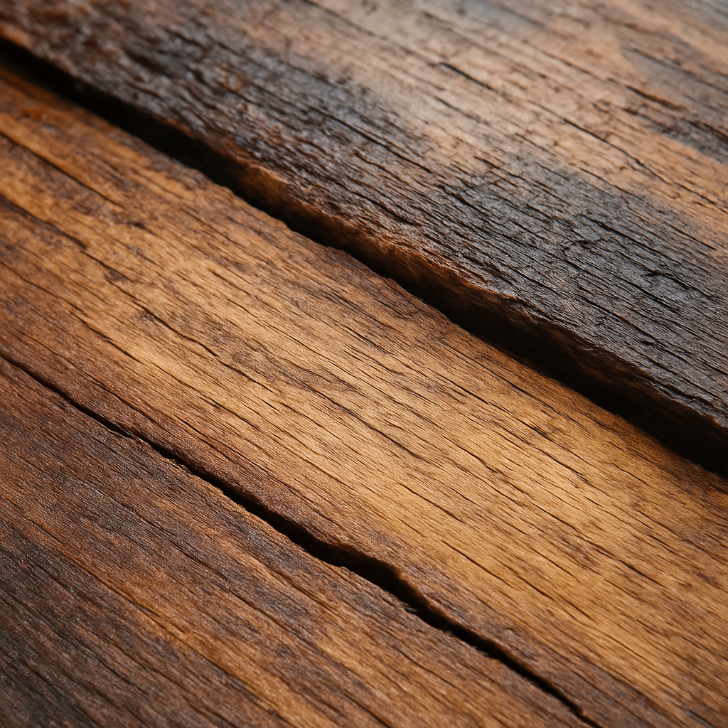 Water-soaked wood with visible grain separation and early signs of rot