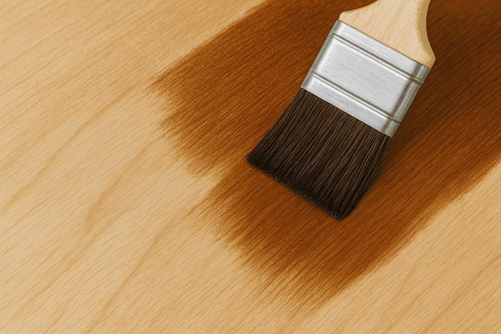Application of wood stain on HPVA birch plywood