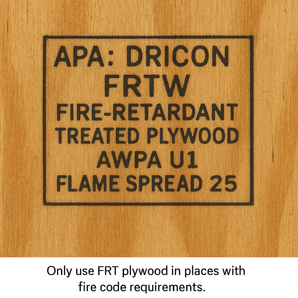 Fire-treated plywood stamp