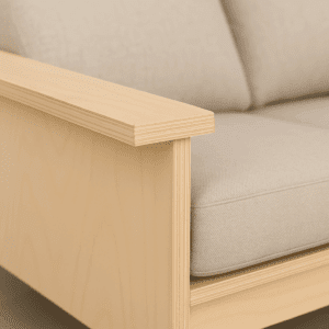 DIY plywood couch with lift-up seat revealing hidden storage