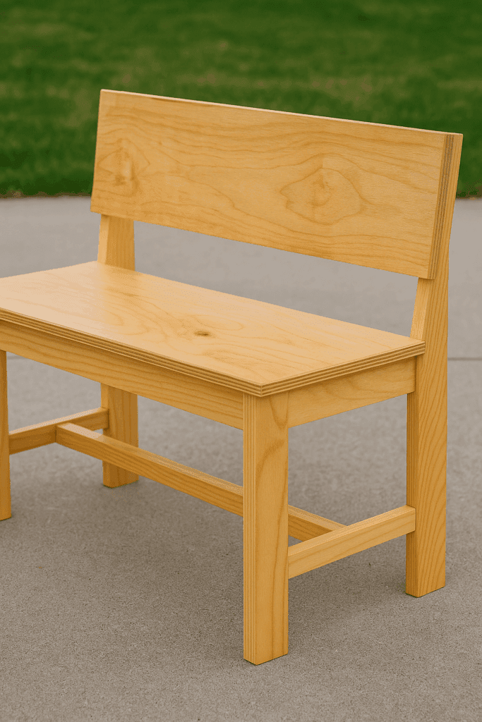 DIY outdoor bench project built with sealed ACX plywood panels