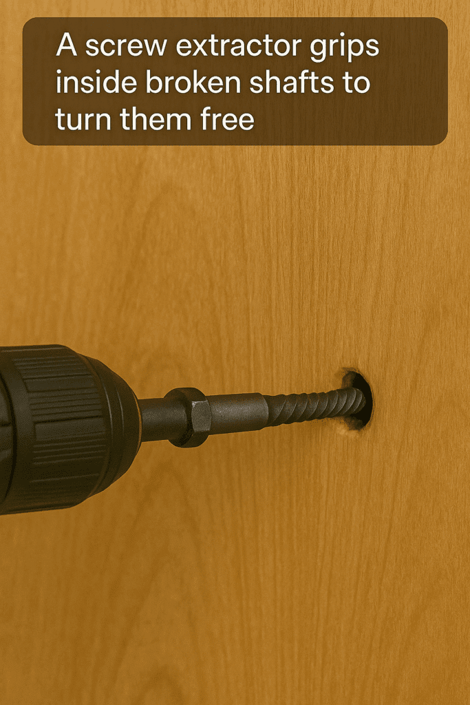 Using screw extractor to pull out broken drill bit
