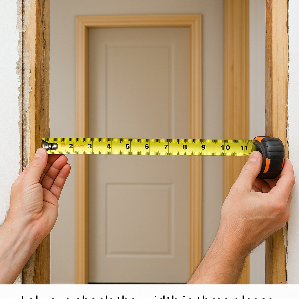 Measuring rough opening for prehung door with tape measure