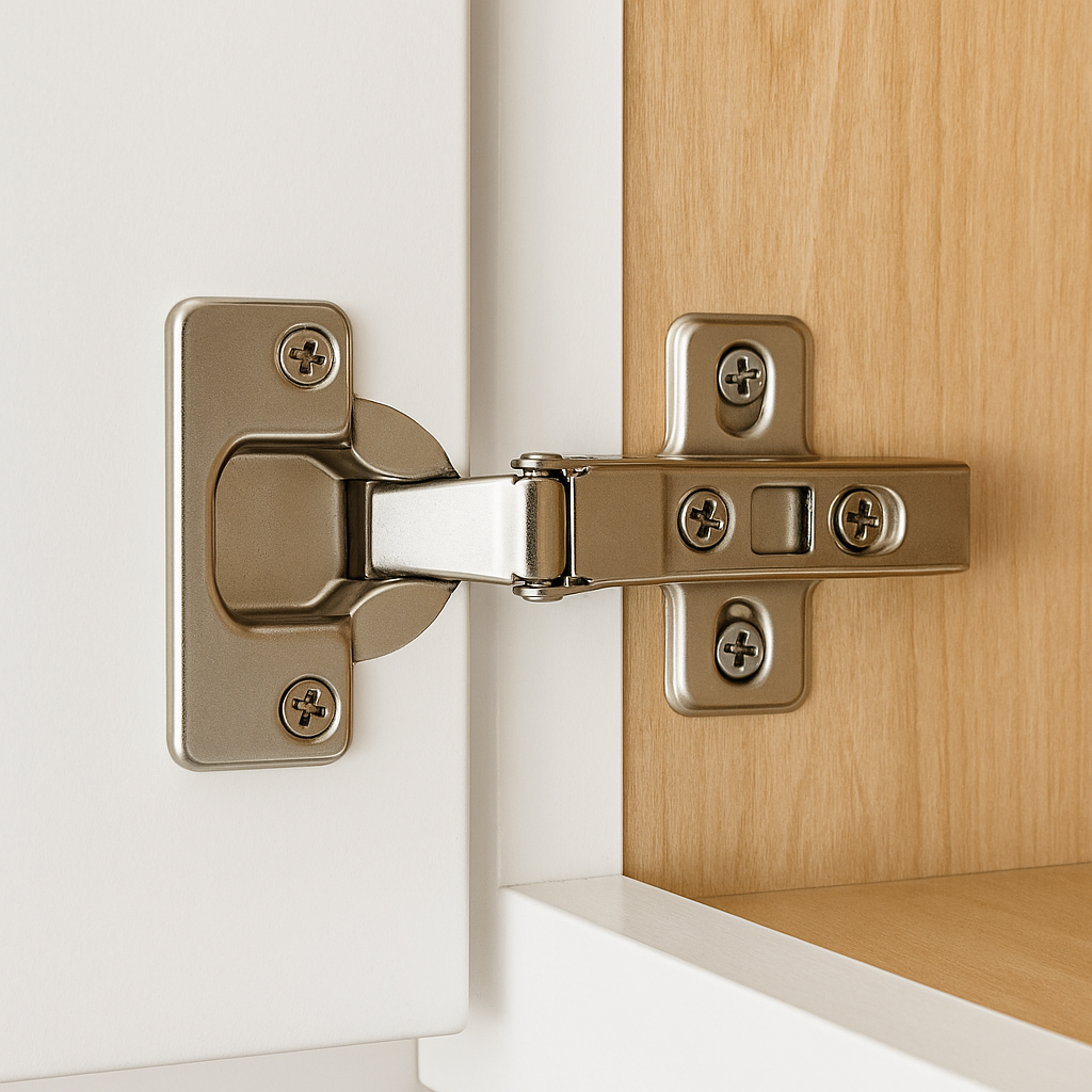  European-style concealed hinge installed on cabinet door