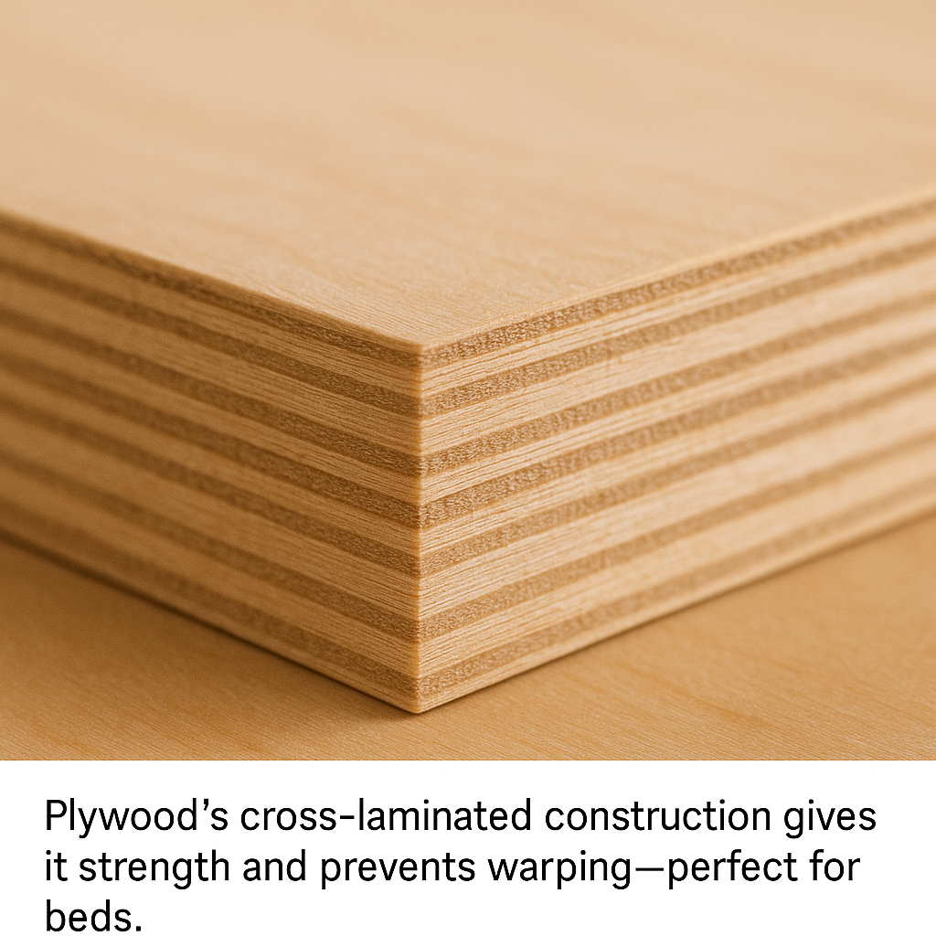 Layers of plywood sheet showing alternating grains
