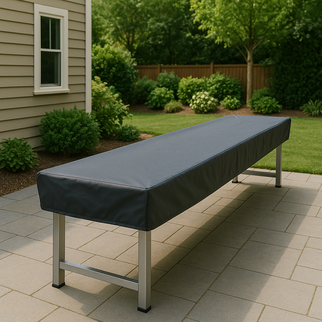 Shuffleboard table with heavy-duty outdoor cover