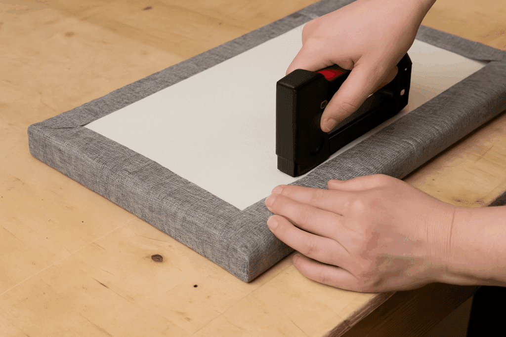 Upholstery process on homemade Bunkie board