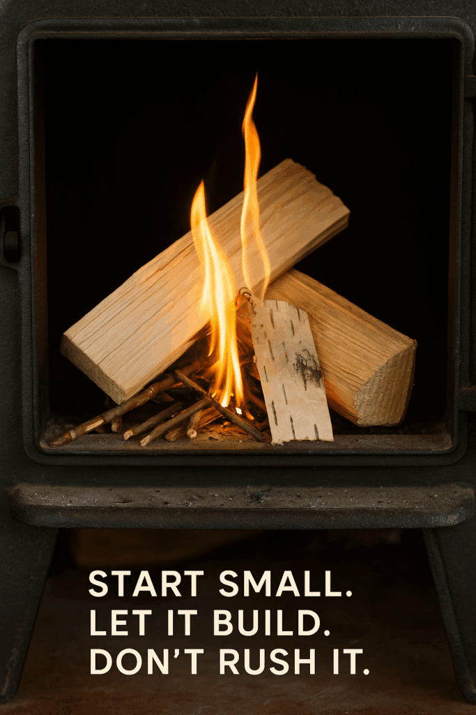 Rough woodpile stacked loosely on pallets, no tarp