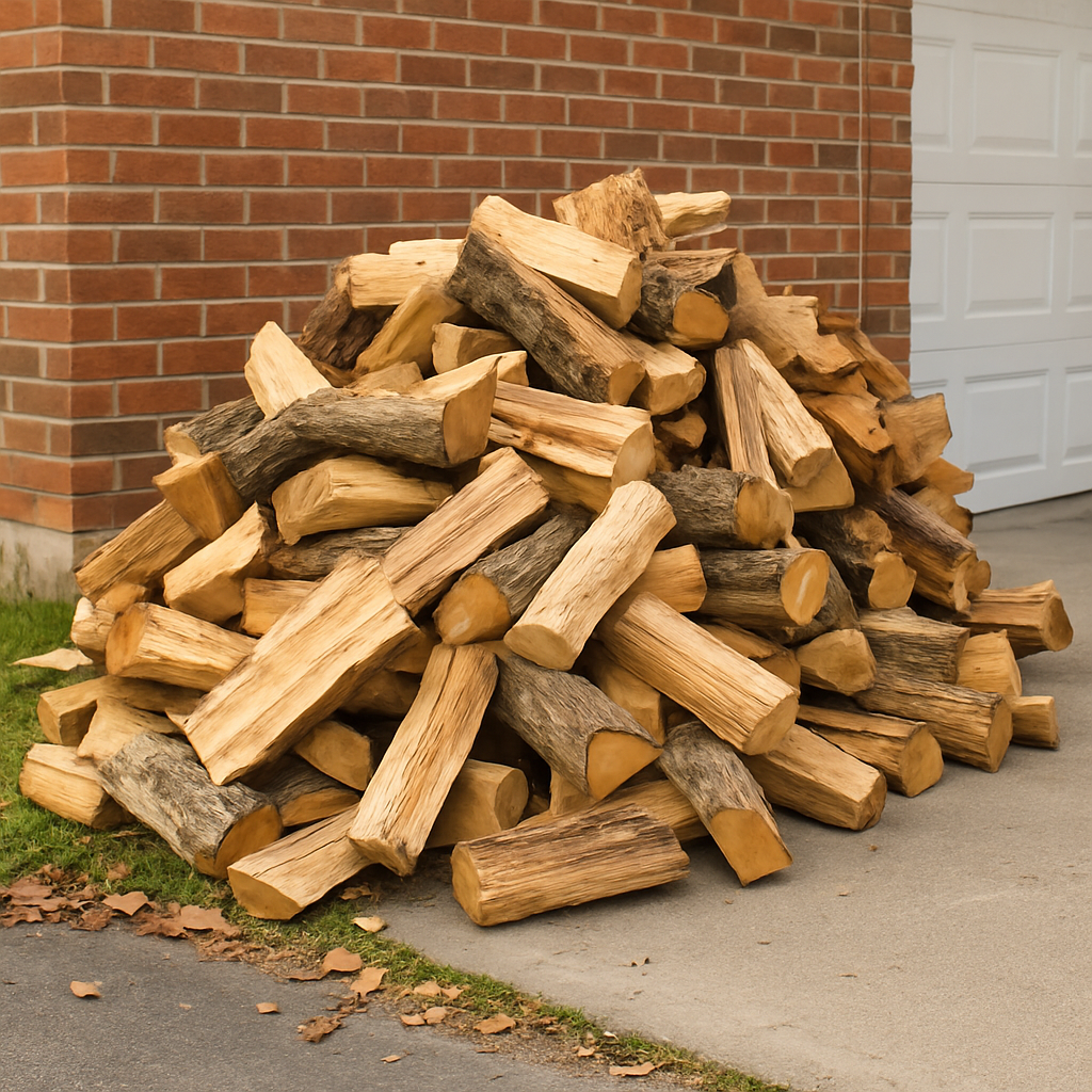 Hands warming near wood stove with seasoned oak burning