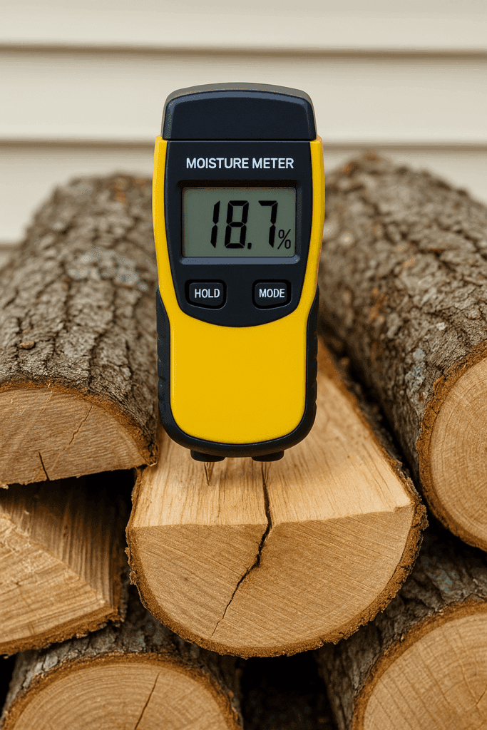 Side-by-side photo showing loosely piled firewood on the left and tightly stacked wood on the right, demonstrating the difference in volume and efficiency.