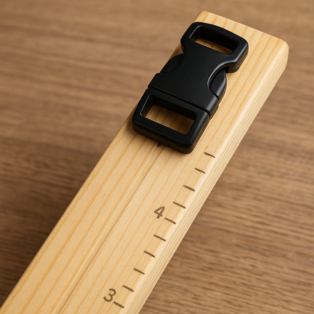 Buckle clipped securely into both ends of a paracord jig