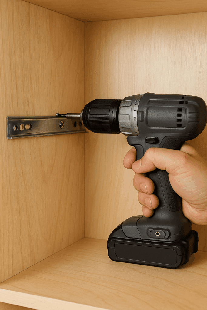 Adjusting drawer slides with screwdriver during installation