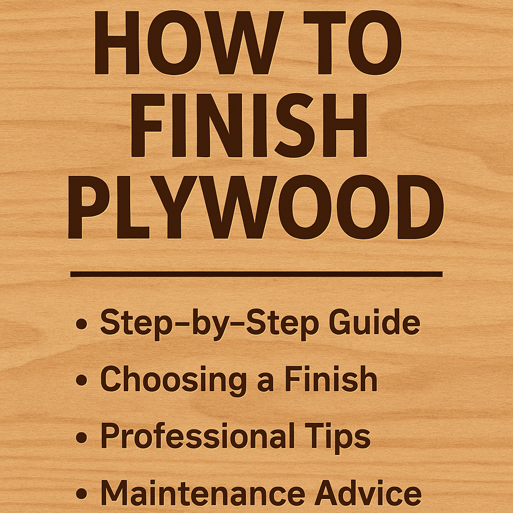 Polished plywood coffee table with a clear glossy finish in a bright sunlit living room.