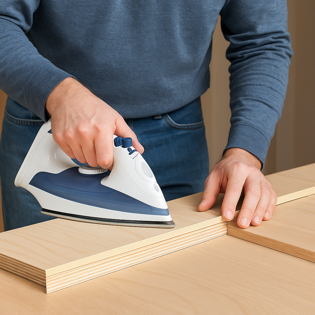 Applying edge banding for a smooth, finished plywood edge