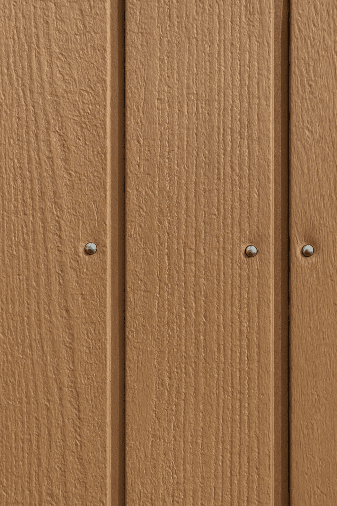 Galvanized nails securing T1-11 siding to wall studs