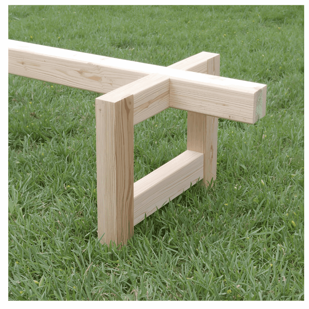 Beginner attaching seat board to bench legs with screws and wood glue