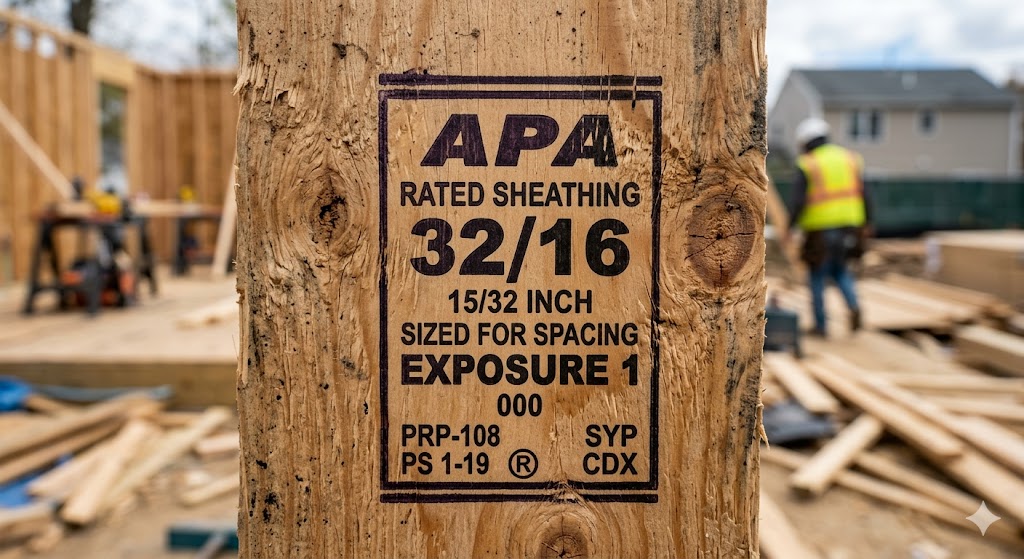 APA plywood stamp showing span rating and exposure 1 classification