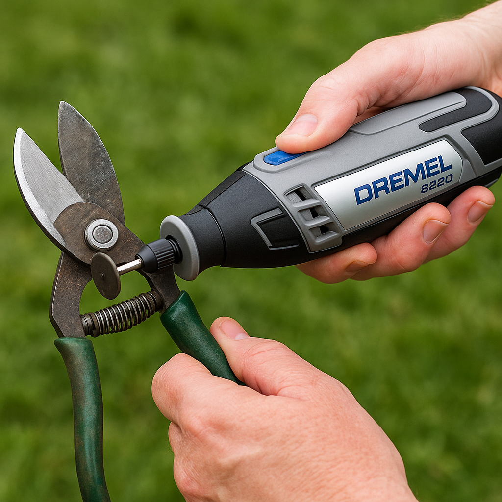 Beginner-friendly Dremel Lite tool engraving a design into wood