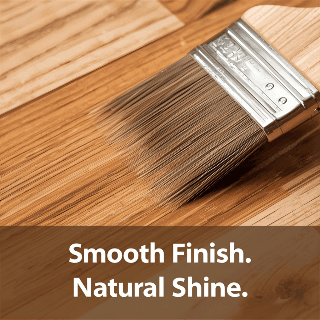 Hand brushing satin polyurethane on Radiata Pine tabletop.