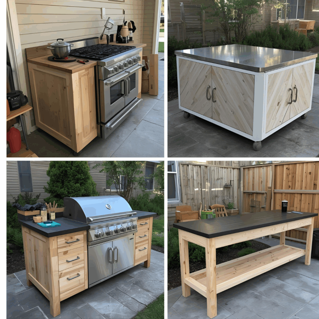 Examples of heat-resistant plywood use in kitchens, outdoor grills, and workshops