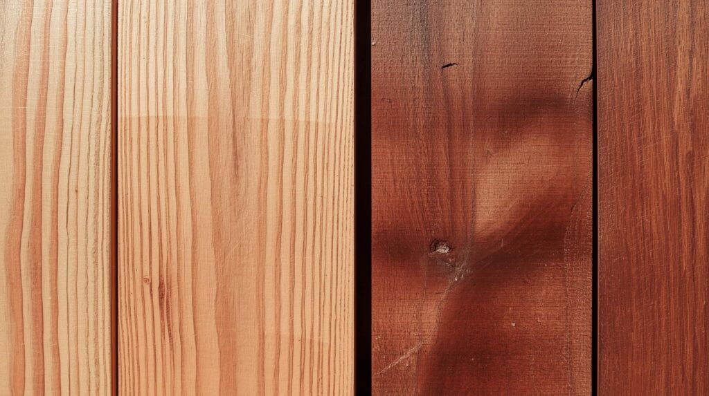 Cherry wood color darkening naturally over time with sunlight exposure