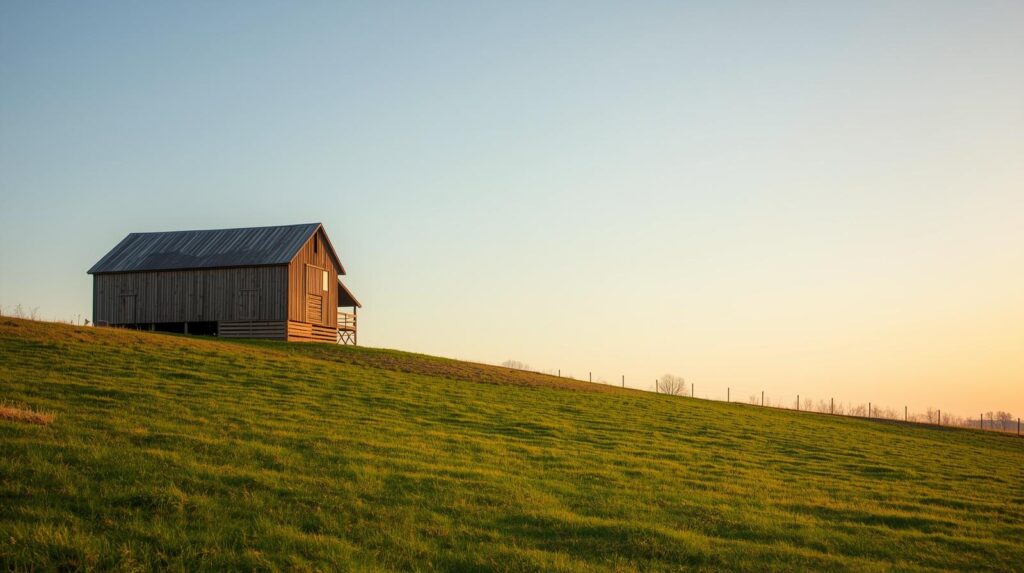 “Goat barn placed on high ground with proper drainage and morning sunlight.”