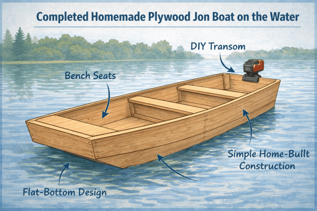 upside down jon boat hull assembly plywood