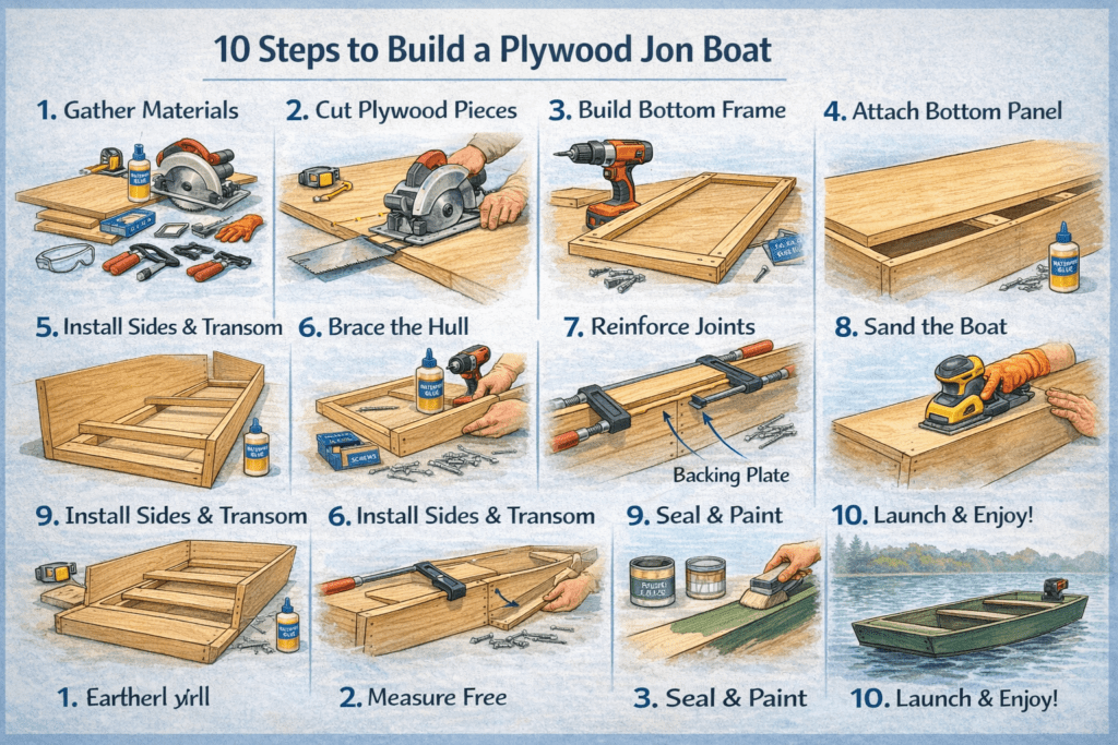 jon boat transom and bench seat construction