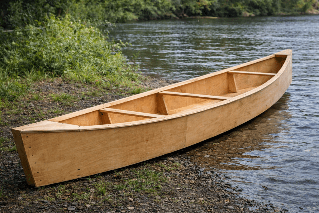 Flat-bottom plywood pirogue canoe design layout