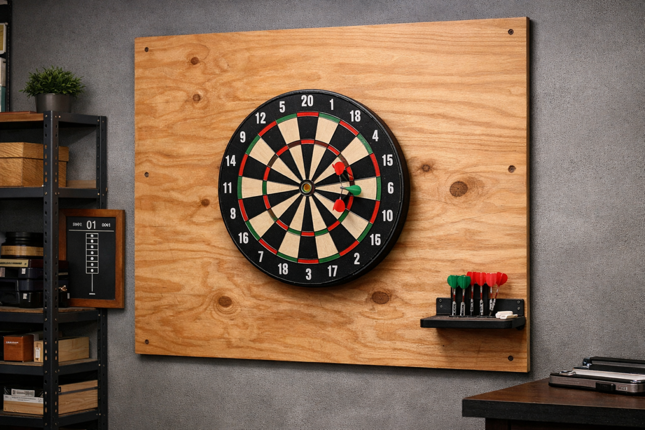 dartboard drywall damage compared to plywood dart wall backing