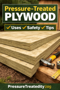 pressure treated plywood used in outdoor shed floor and deck construction
