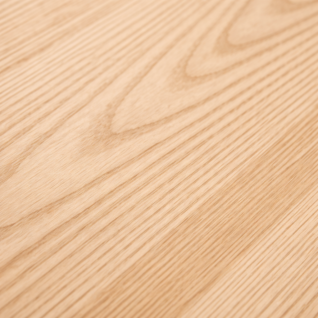 Close-up of ash plywood grain showing clean and consistent pattern