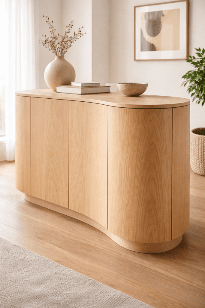 curved plywood panel used in modern furniture design