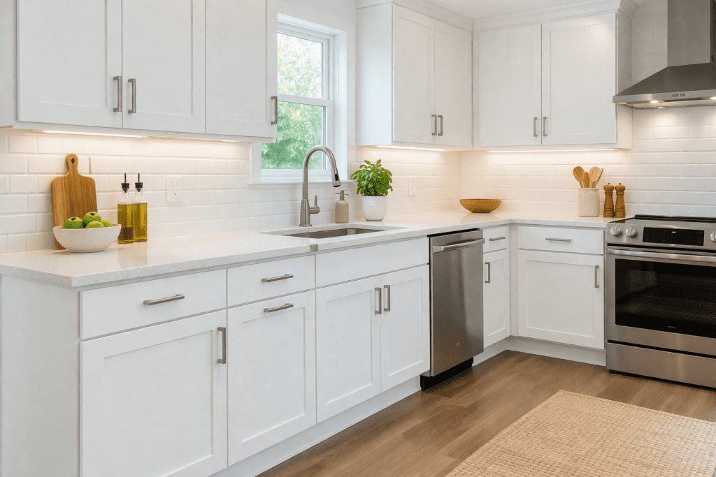 painted kitchen cabinets made from sande plywood smooth finish
