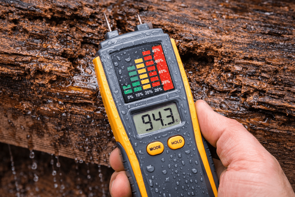 applying epoxy filler to repair rotted wood surface